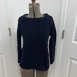 NWOT Size Medium Cynthia Rowley Navy Cable Crewneck Sweater